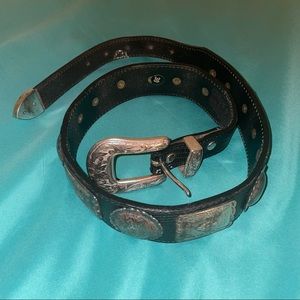 black and silver belt